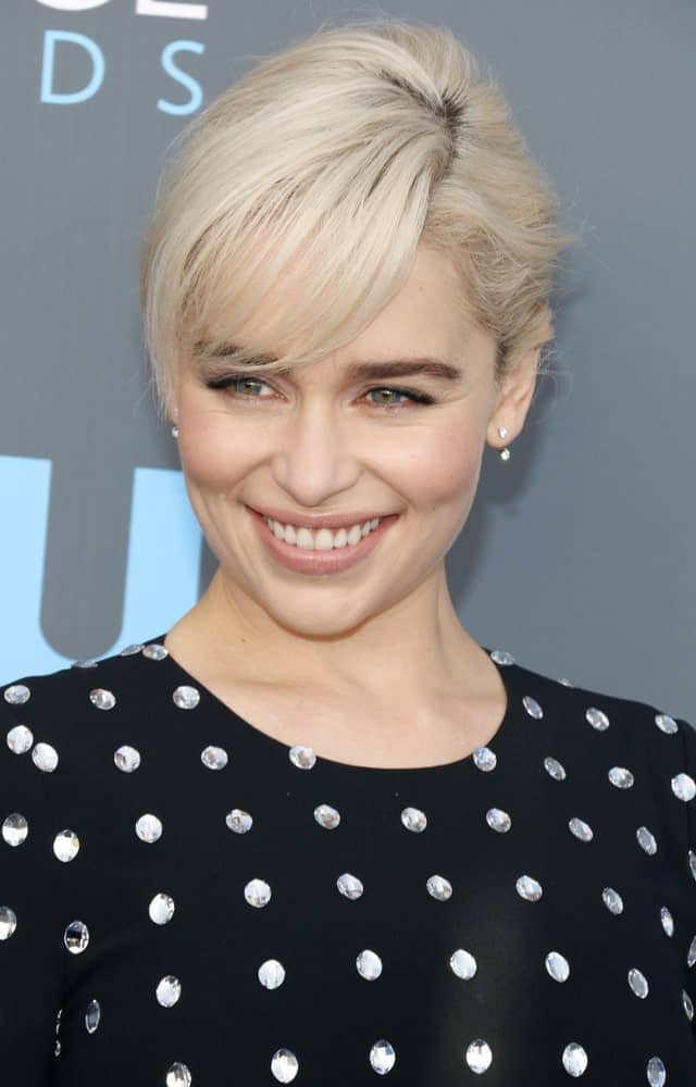 Emilia Clarke at the 23rd Annual Critics' Choice Awards held at the Barker Hangar in Santa Monica, USA on January 11, 2018.