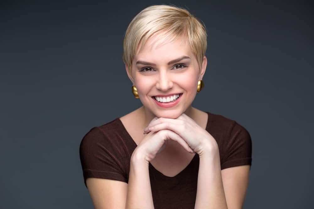 Woman with pixie haircut