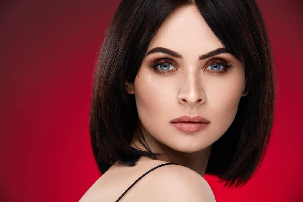 Woman with short bob haircut