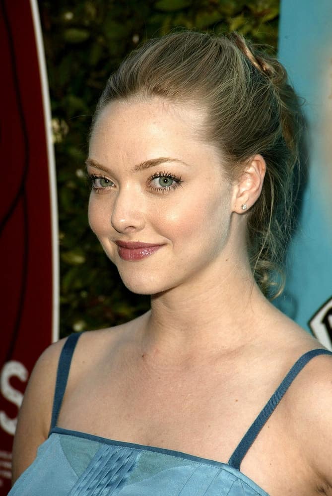 Amanda Seyfried wowed everyone with her lovely smile and messy high bun hairstyle that has loose tendrils at the 