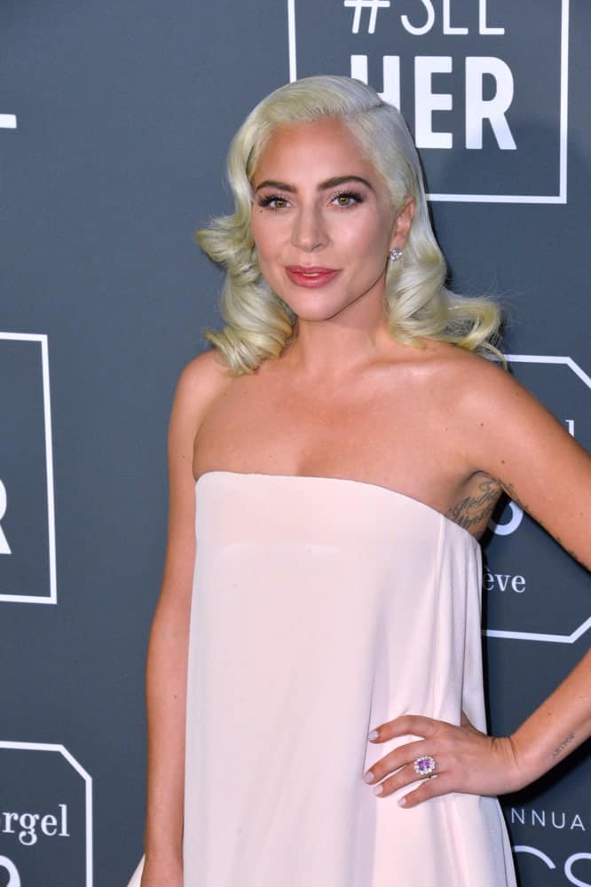 On January 13, 2019, Lady Gaga channeled her inner Marilyn Monroe with a vintage look to her platinum blond curls with subtle highlights at the 24th Annual Critics' Choice Awards in Santa Monica.