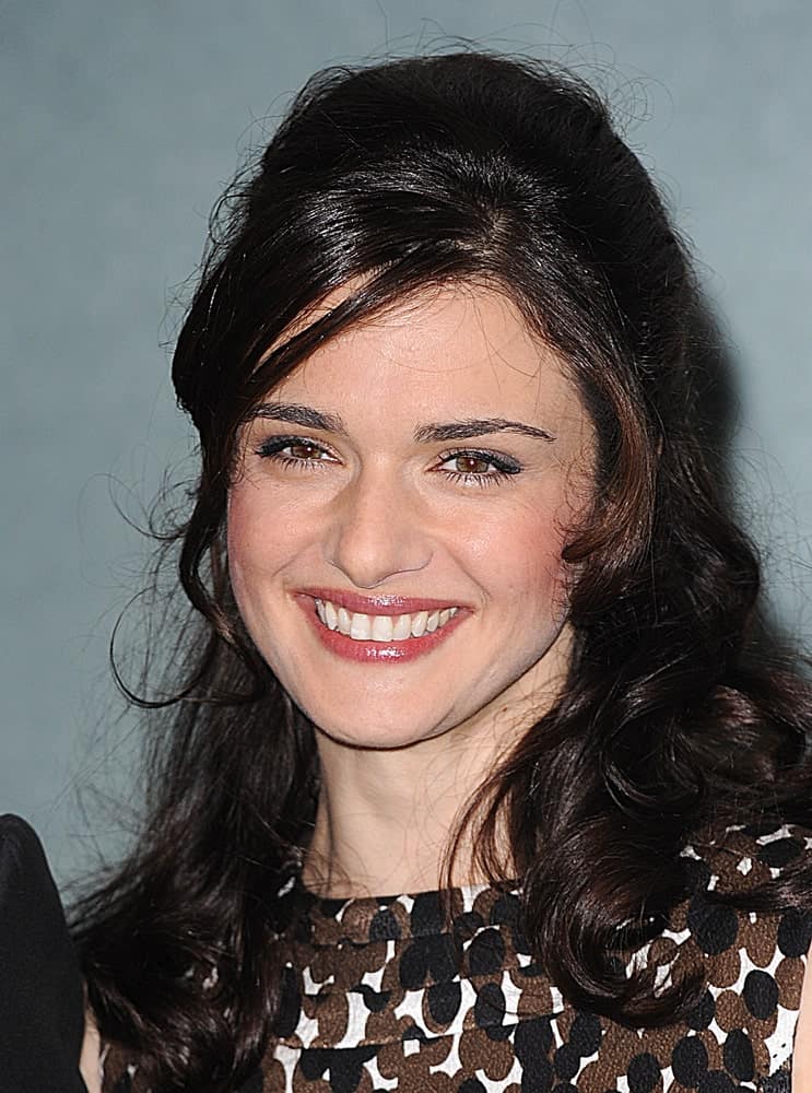 Rachel Weisz was seen at the photocall ahead of The Times BFI 52nd London Film Festival screening of 'The Brothers Bloom on October 27, 2008, in a patterned dress and bouffant half updo.
