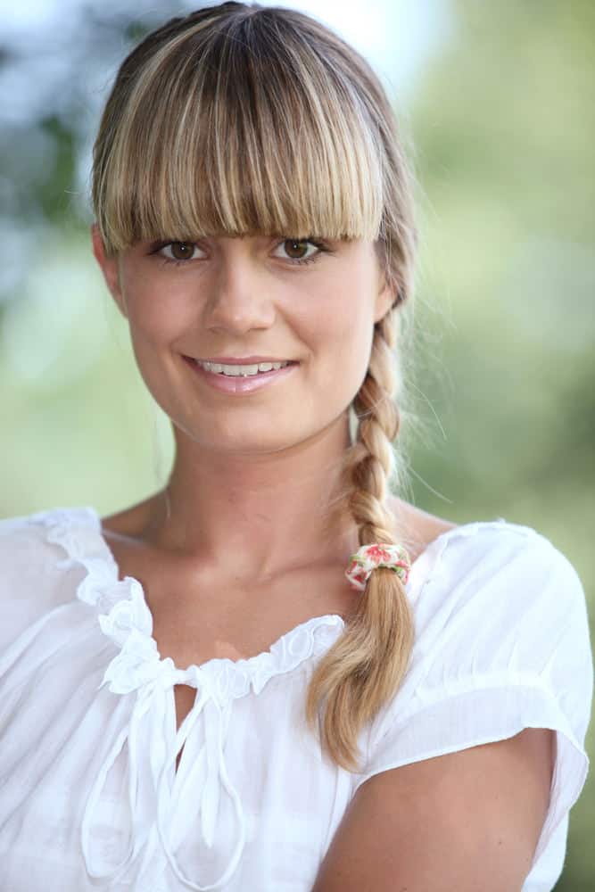 Example of woman with blunt bangs