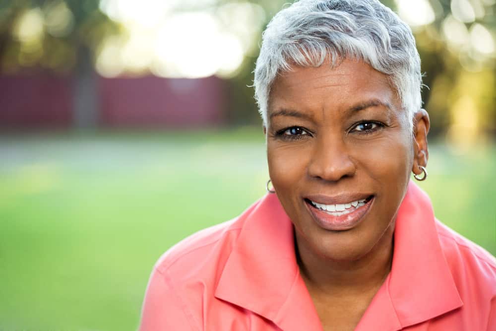 Older woman with salt and pepper hair