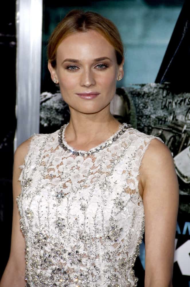 The style icon pulled her auburn locks in a twisted low bun at the Los Angeles Premiere of The style icon pulled her auburn locks in a twisted low bun at the Los Angeles Premiere of