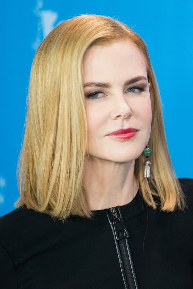 Nicole revealed her straight medium-length bob for the photocall 'Queen of the Desert' event on February 6, 2015. Nicole revealed her straight medium-length bob for the photocall 'Queen of the Desert' event on February 6, 2015.