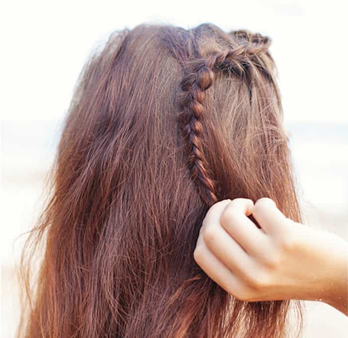 Step 3 Greek Braids: Complete braid toward the back