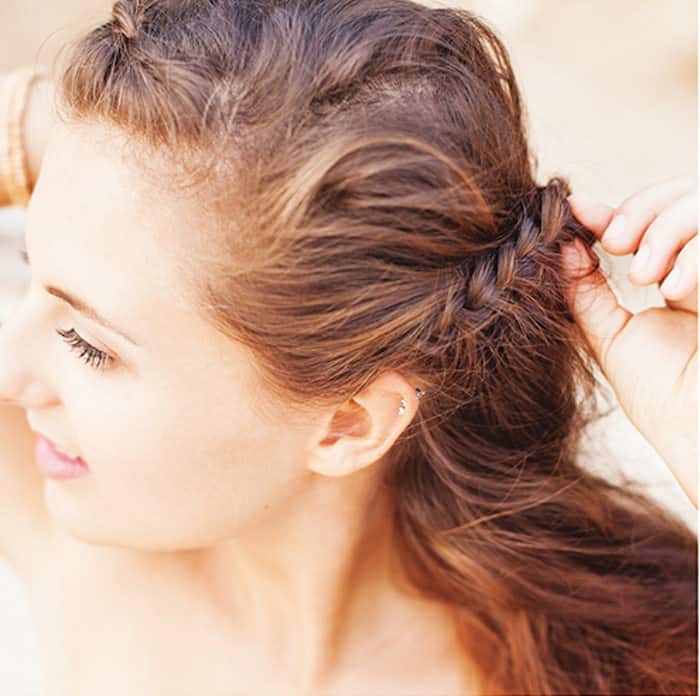 Step 5 Greek braids: braid strand on other side of head
