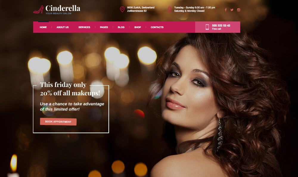 Cindarella WP theme for hair salons
