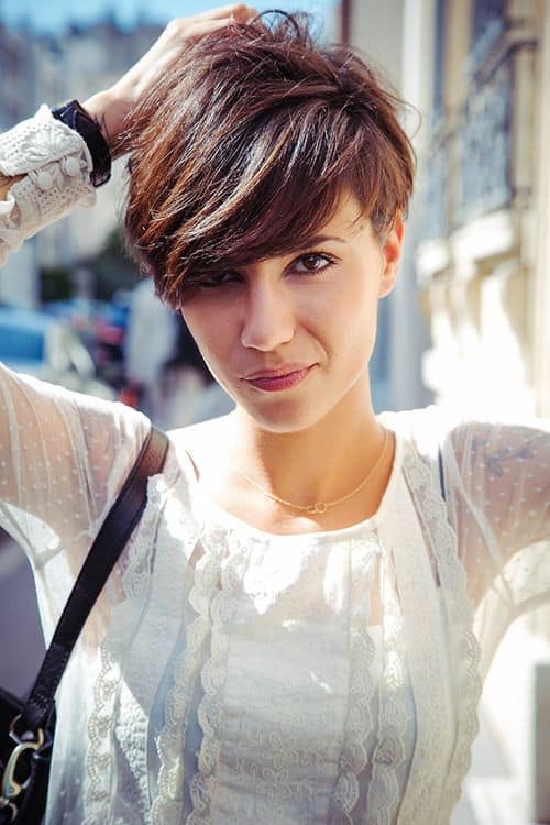 https://www.flickr.com/photos/119492517@N03/15256912921/ This style of pixie has choppy, unequal-sized hair, giving the cut more definition and volume. The pixie haircut on this young woman is a feathered dream.