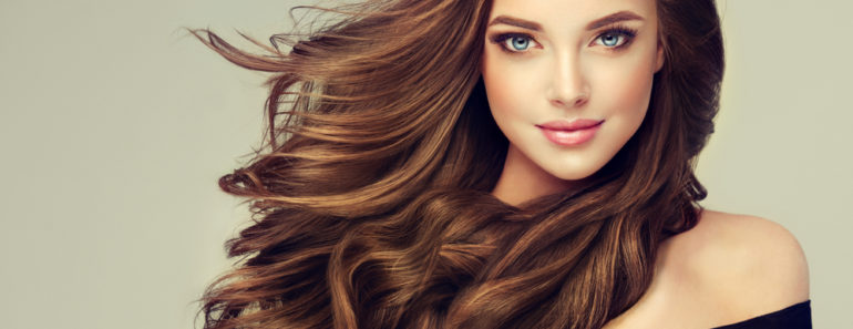 Woman with beautiful wavy brunette hair