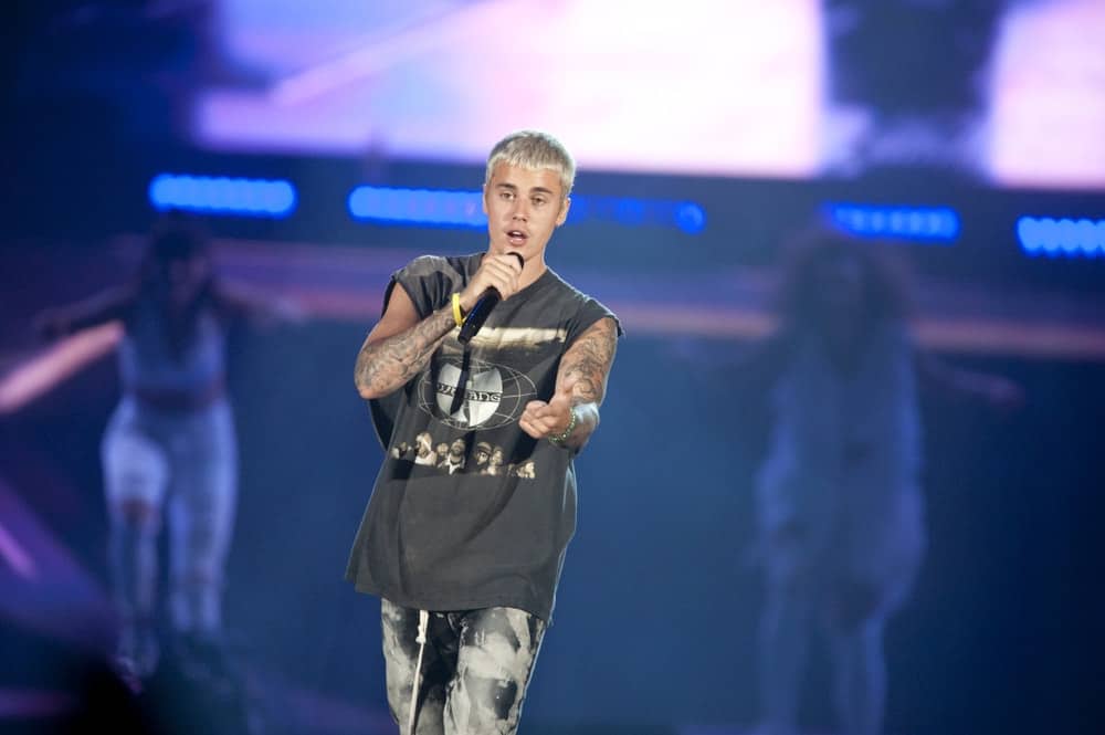Justin Bieber performs during the 'Purpose' world tour at Consol Energy Center on July 13, 2016.