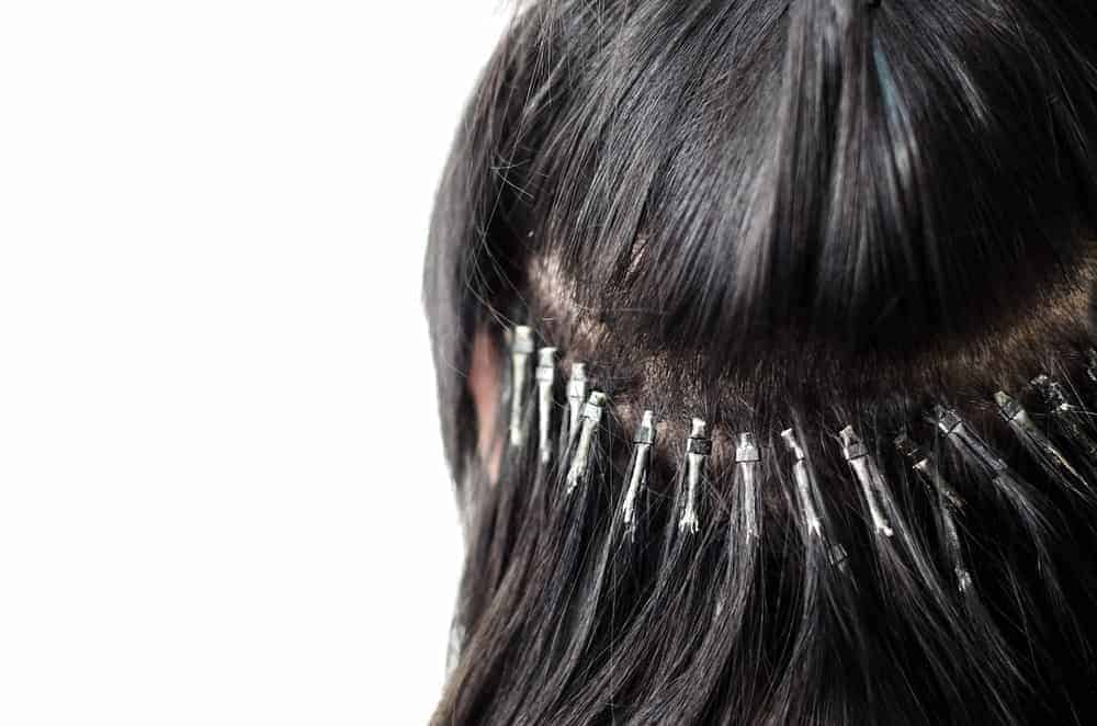 Hair clips on hair extension.