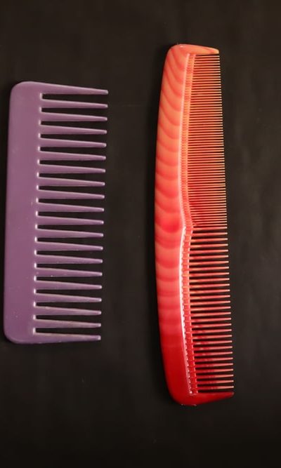 Various colorful plastic combs.