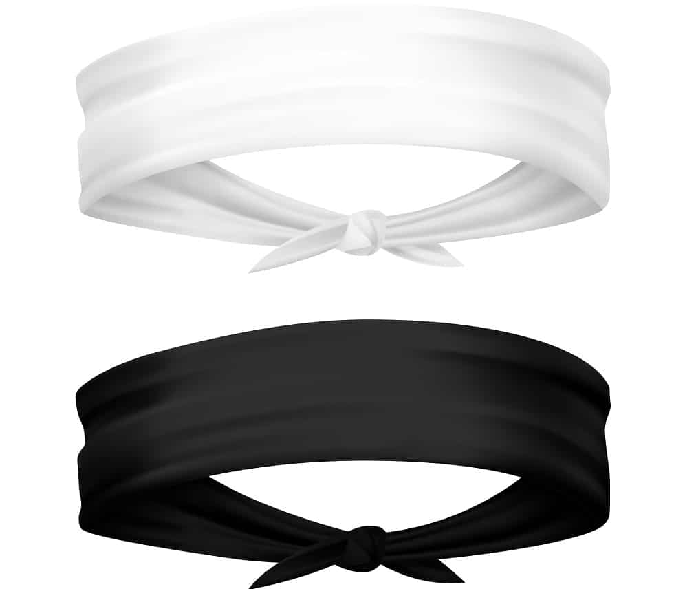 An illustrative representation of a white headband and a black headband.